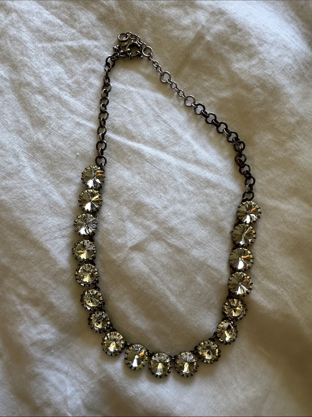 J. Crew Clear Crystal Collar Necklace - Silver Tone